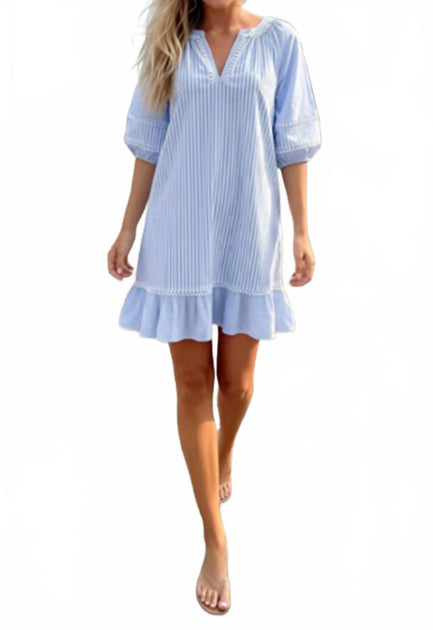 Patty Kim Como Stripe Dress Blue Medium 3