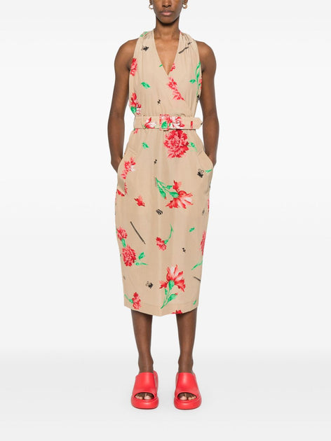 Moschino Floral Midi Dress Beige EU 40 3
