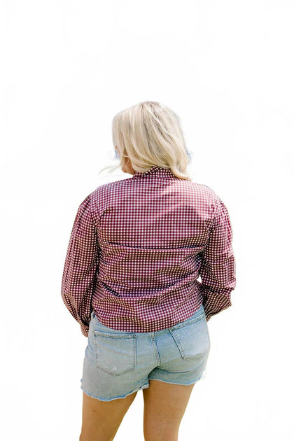 Layerz Clothing Sadie Gingham Top Rouge Small 4