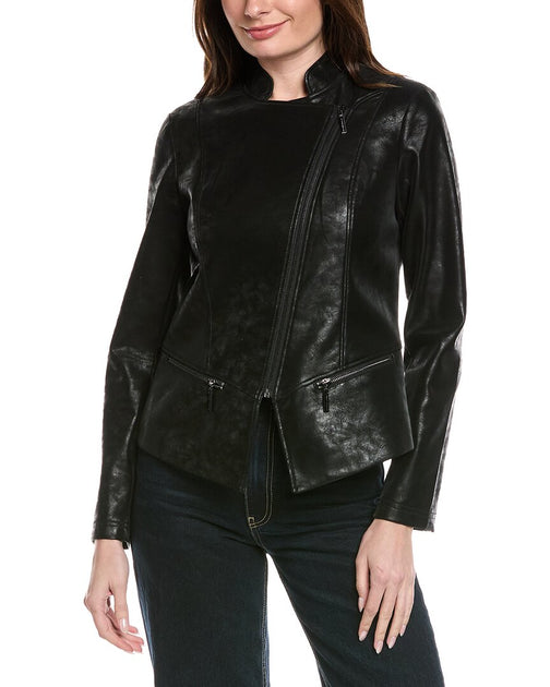 Joseph Ribkoff Vegan Leather Jacket Black Small 2