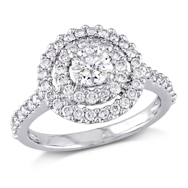 Mimi & Max Double Halo Diamond Ring White Gold US 9 2