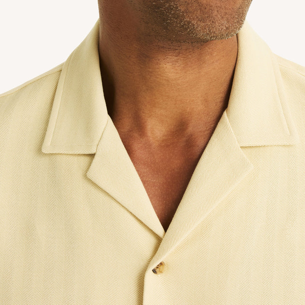 Nautica Relaxed Fit Printed Button-Up Polo Yellow Medium 3