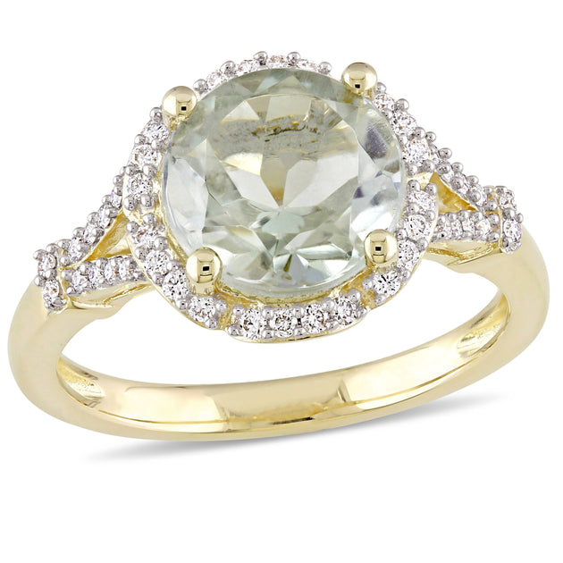 Mimi & Max 2 Bague Fleurie Halo 14k Or Jaune Vert Taille 5-6 2