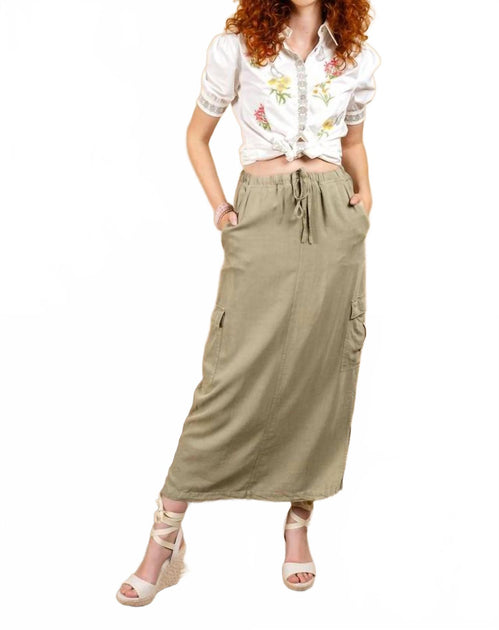 PAPARAZZI Tencel Slub Cargo Skirt Brown Medium 4