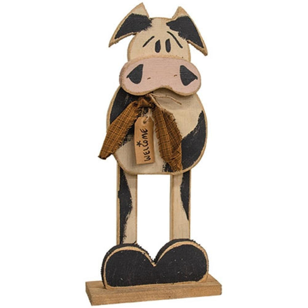 Hivvago Rostholz Willkommens-Kuh Figur Braun 53cm 3