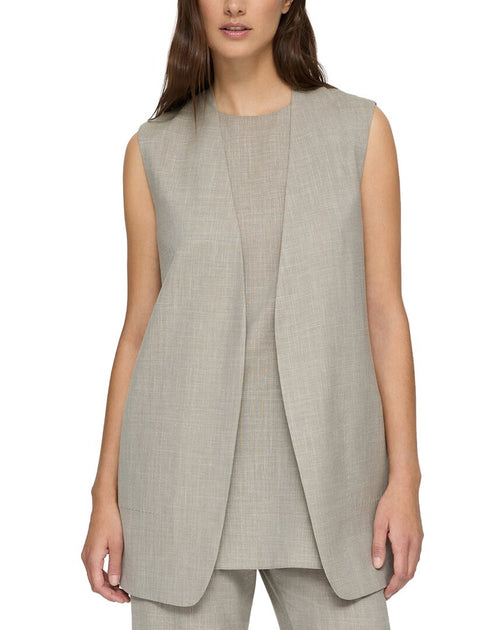 Lafayette 148 New York V-Neck Open Front Vest Grey XS 2