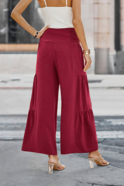 TRUEDAMES Elastic High Waist Wide Leg Palazzo Pants Beige Medium 3