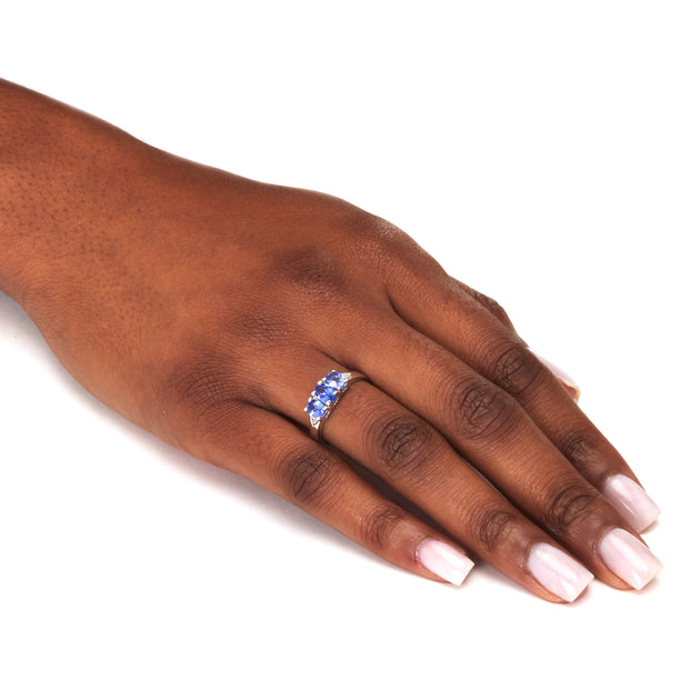Palm .89 TCW Tanzanite Sterling Silver Ring Purple US 6 4