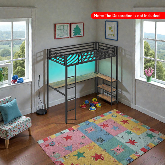 Hivvago Twin Loft Bed with Desk Black 3