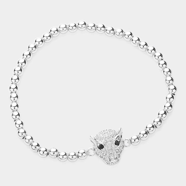 FASHNZFAB Leopard Panther Stretch Bracelet Silver One Size 3