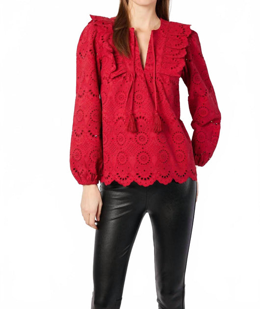 Sail to Sable Ruffle Front Top With Tassels Multi Medium 2