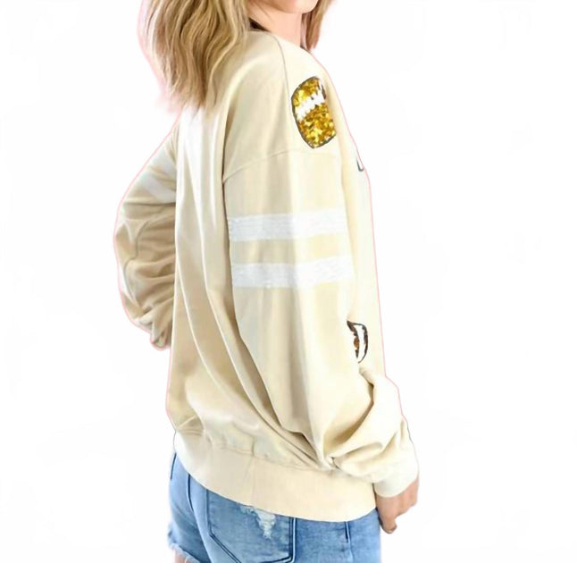 White Birch Sequin Sweatshirt Ecru Medium 4