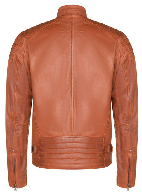 Infinity Herren Leder Stepp Bikerjacke - Berlin Orange XXXLarge 4