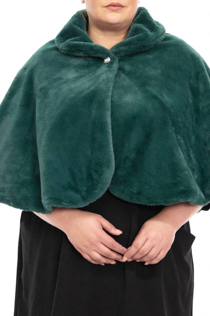 Nina Leonard Kunstfell Capelet Gold Plus Size 1X 2