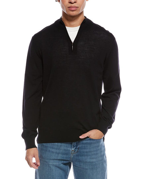 Eton Fine Knit Wool 1/2-Zip Pullover Black XXLarge 2