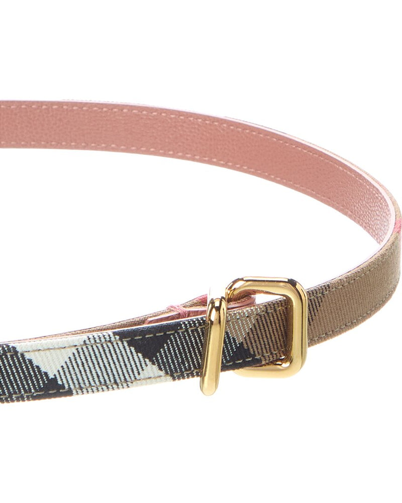 Burberry Check Canvas & Leather Belt | ShopSimon