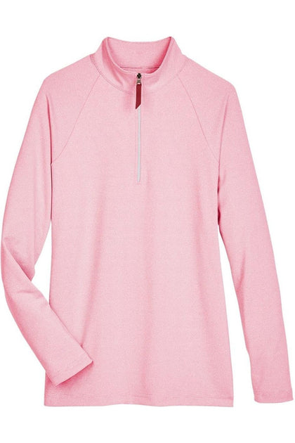 Devon & Jones CrownLux Performance Clubhouse Micro-Stripe Quarter-Zip Pullover Pink Medium 2