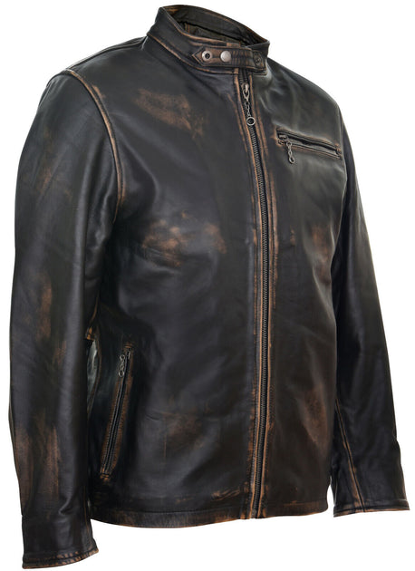 Infinity Sarajevo Mens Leather Biker Jacket Black XL 3