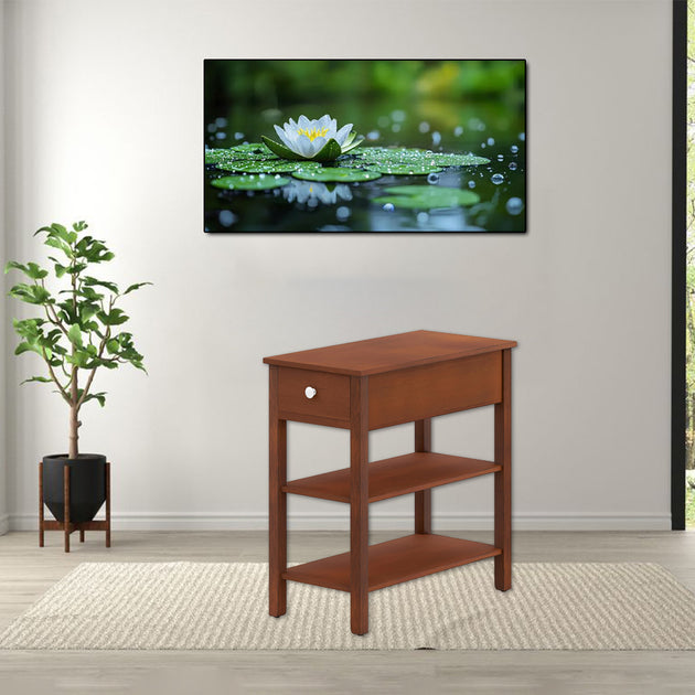Hivvago 3-Layer Slim Side Table Brown 2