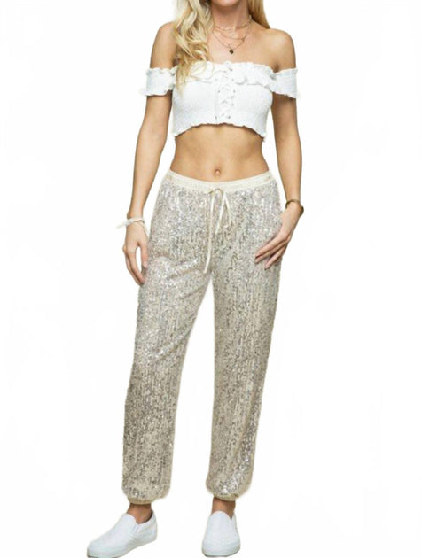 Levee Pailletten-Jogger Beige Medium 2