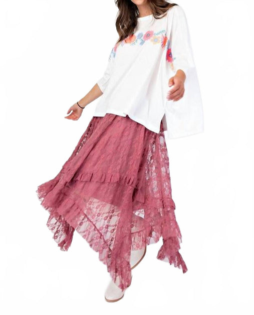 Easel Alana Lace Maxi Skirt Pink Medium 2