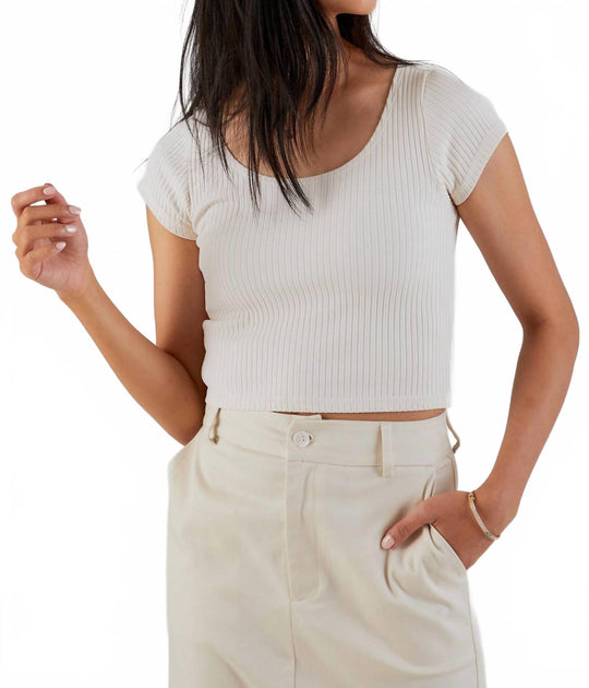 NSF Chasse Rib Short Sleeve Ballet Tee Beige XSmall 2
