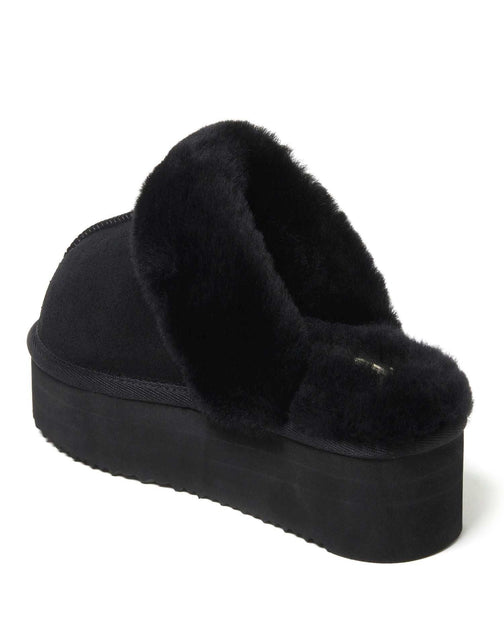 Fireside by Dearfoams Melton Platform Scuff Slipper Grey US 6 4