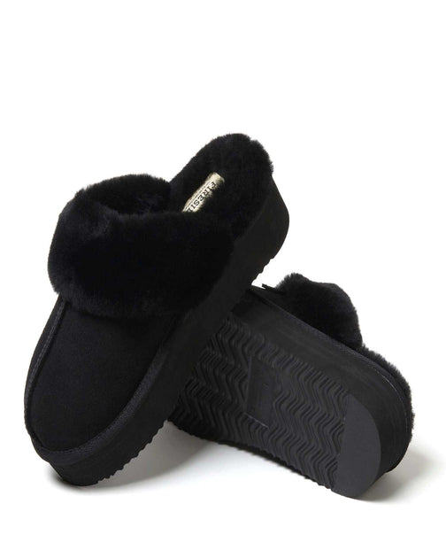 Fireside by Dearfoams Melton Platform Scuff Slipper Grey US 6 5