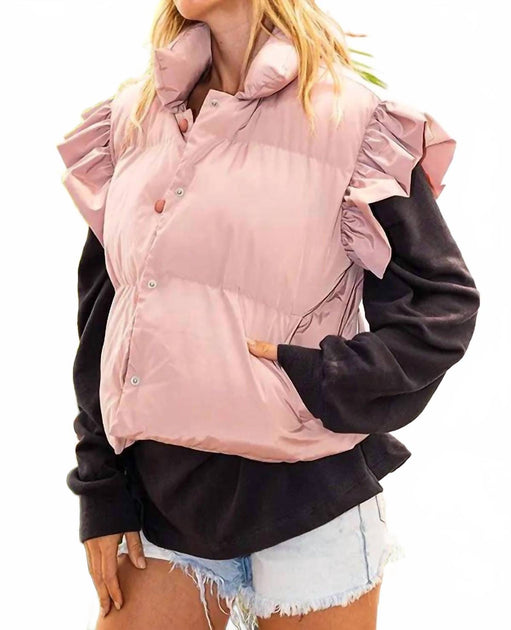 BUCKETLIST Rüschenärmel Daunenweste Pink Medium 2