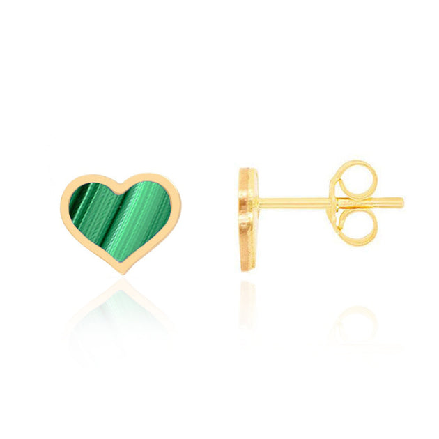 The Loavery Malachite Heart Stud Earrings Green 2
