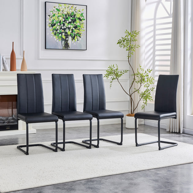 Streamdale 4-Pack PU Upholstered Dining Chairs Black 2