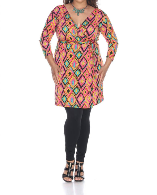 White Mark Wrap Dress Multi 3X 2