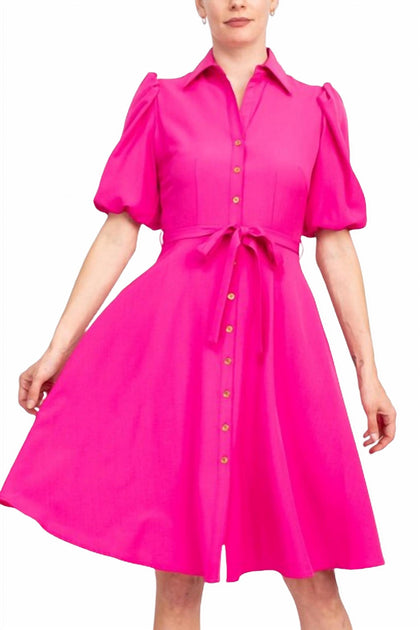 Sharagano Collared Short Sleeve Button Front Dress Multi US 12 2