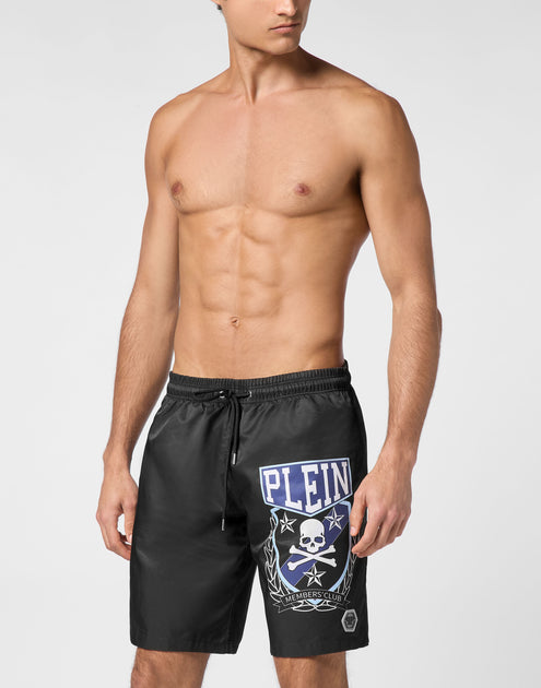 Philipp Plein Long Swim Boxer Skull & Bones White Small 3