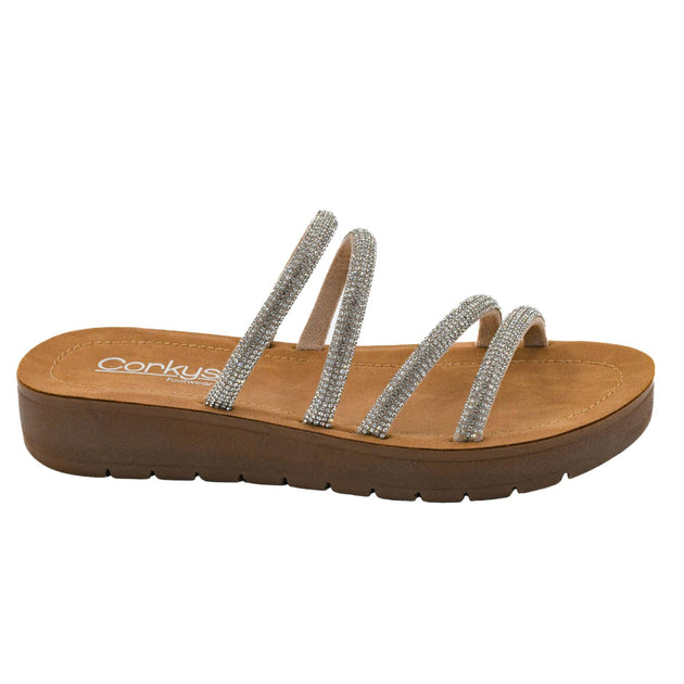 Corkys Rhinestone Slide Sandals Silver US 8 3