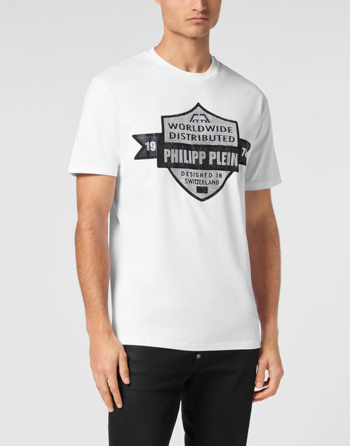 Philipp Plein Round Neck T-Shirt PP Crest White 4XLarge 4