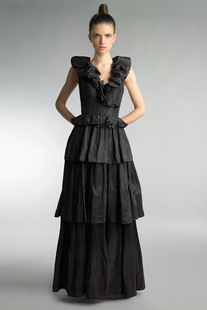 Basix Black Label Puff Collar Multi Tier Dress Red US 10 2