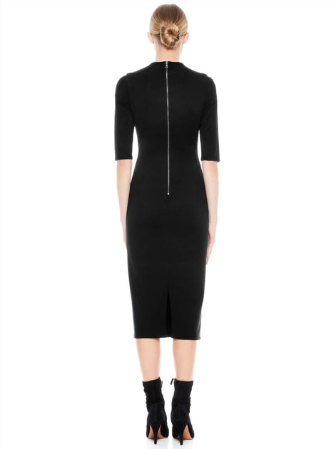 alice + olivia Delora Fitted Midi Dress In Black
