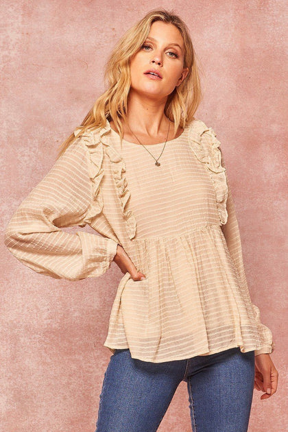 TRUEDAMES Semi-sheer Striped Woven Top White Medium 2