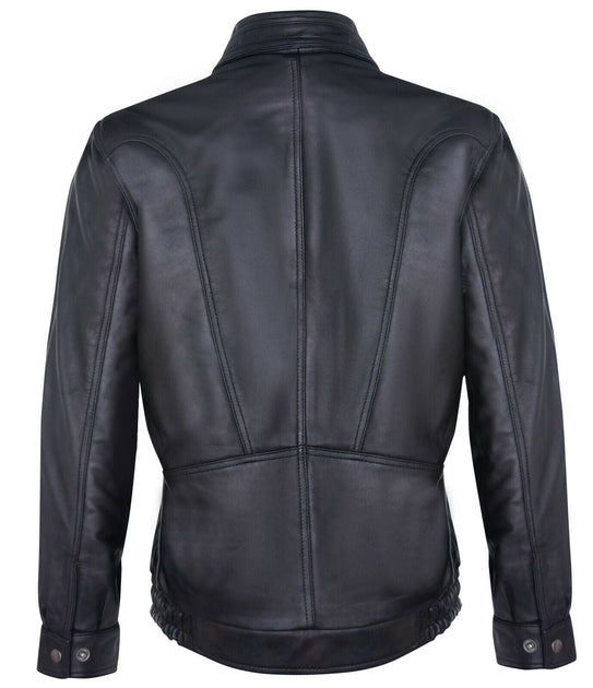 Infinity Mens Leather Bluson Tailored Bomber Jacket Brown Small 4