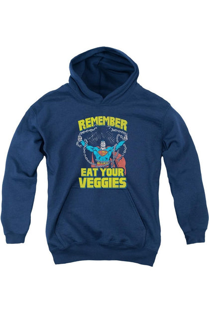 Gildan Superman Veggie Power Youth Pullover Hoodie Blue Small 2