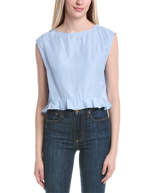 WeWoreWhat Top à Volants Col Bateau Bleu XLarge 2
