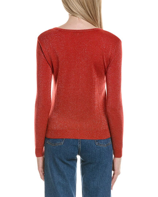 sofiacashmere Lurex V-Neck Sweater Red Large 3