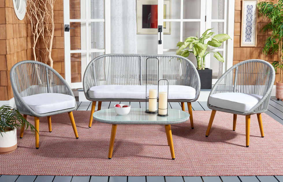 Safavieh Halcott 4 Piece Outdoor Set Grey 2