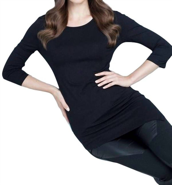 ANGEL Asymmetrical Tunic Top Black Small 2