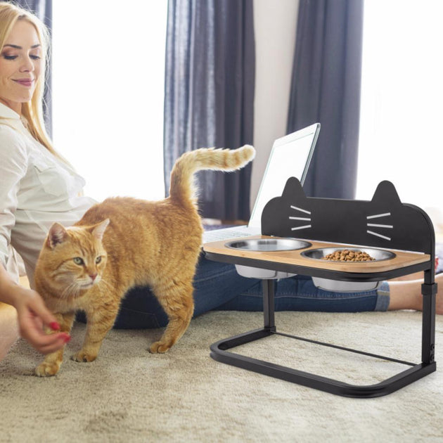 Hivvago Elevated Pet Feeder White Medium 3