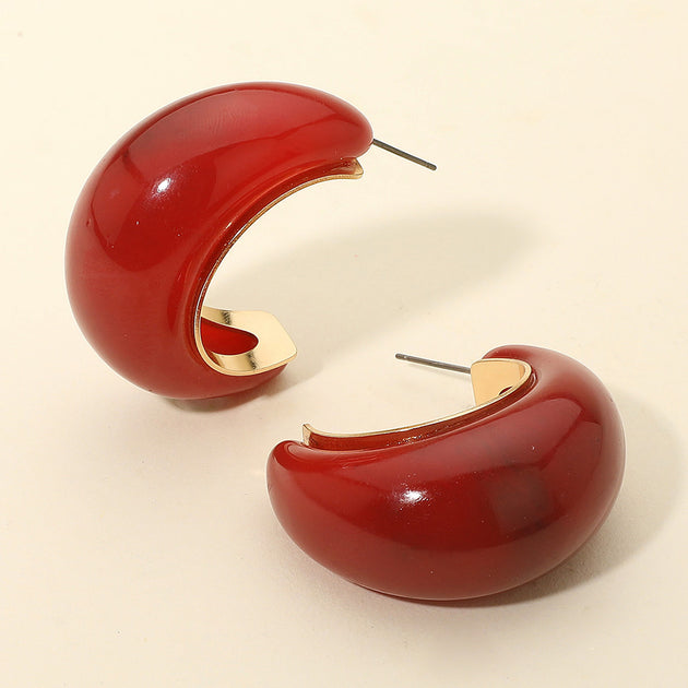 FASHNZFAB Chunky Resin Hoop Earrings Gold 4