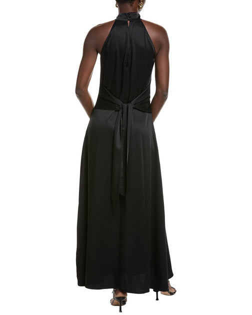 TOCCIN Jocelyn Tie-Front Satin Maxi Dress Black Small 3