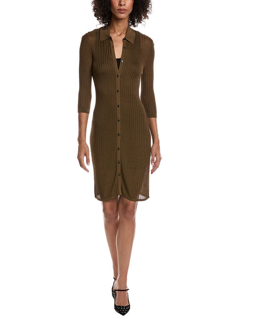 Helmut Lang Pointelle Polo Dress Brown XLarge 2