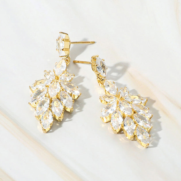 FASHNZFAB Marquise CZ Stone Cluster Dangle Earrings Blue 4